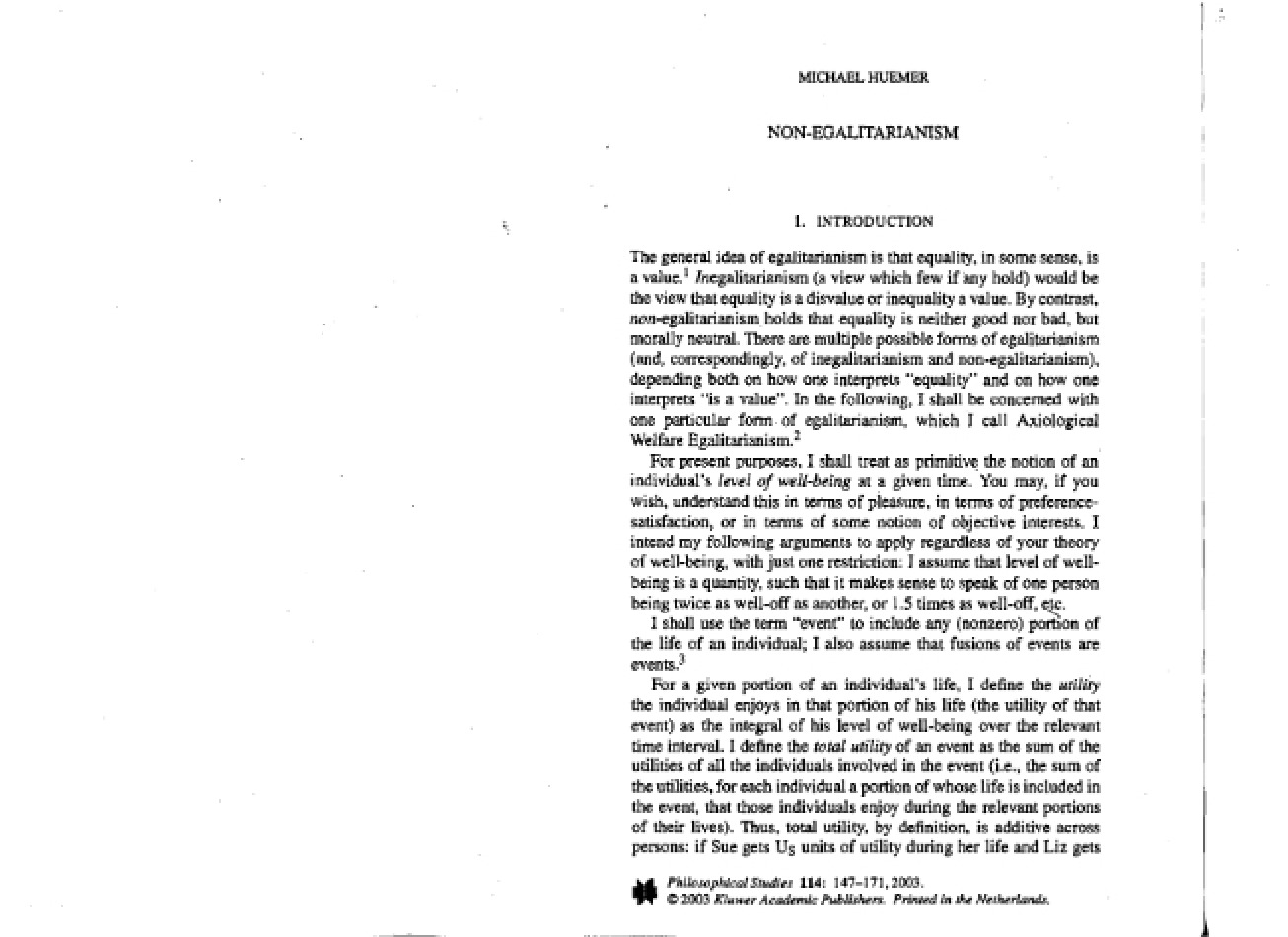 Concepts of Non-Egalitarianism