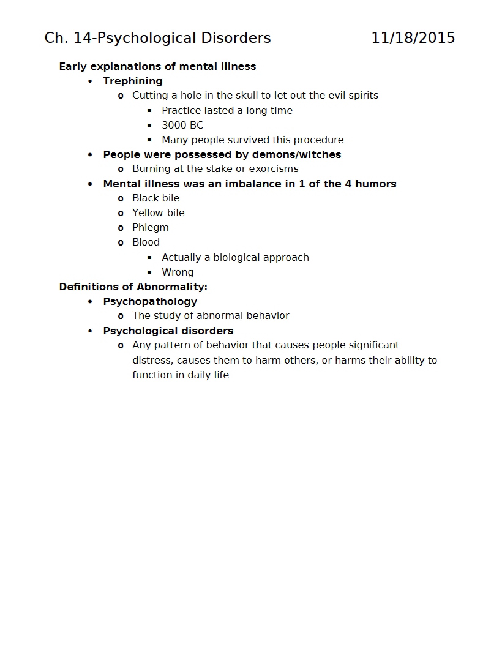 Disorders of Psychology