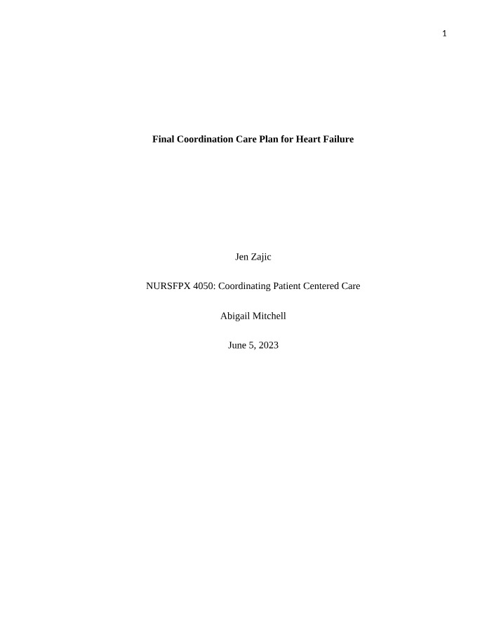 Coordinated Care Plan for Heart Failure - Strategies