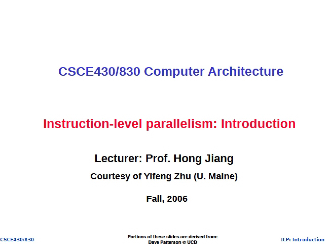 Notes from Lecture