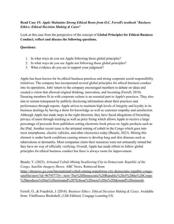 Business Ethics Case 15