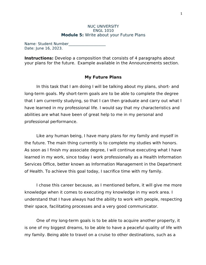 Writing About Future Plans