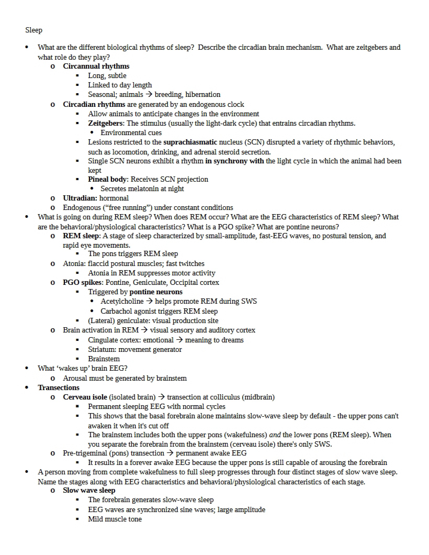 Biopsychology Final Review Guide