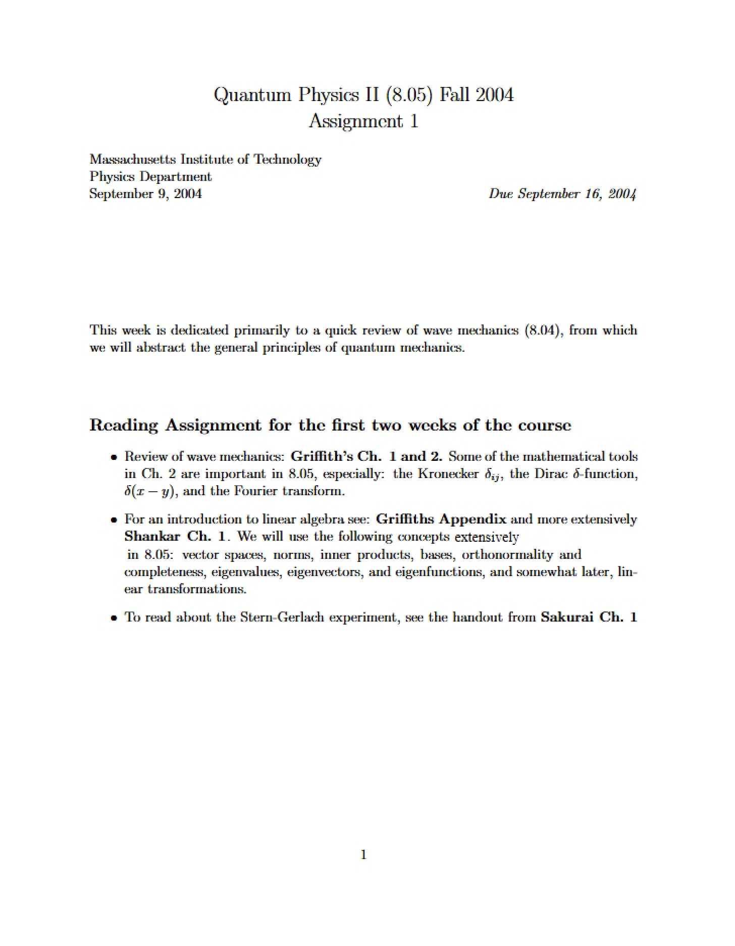 First Assignment