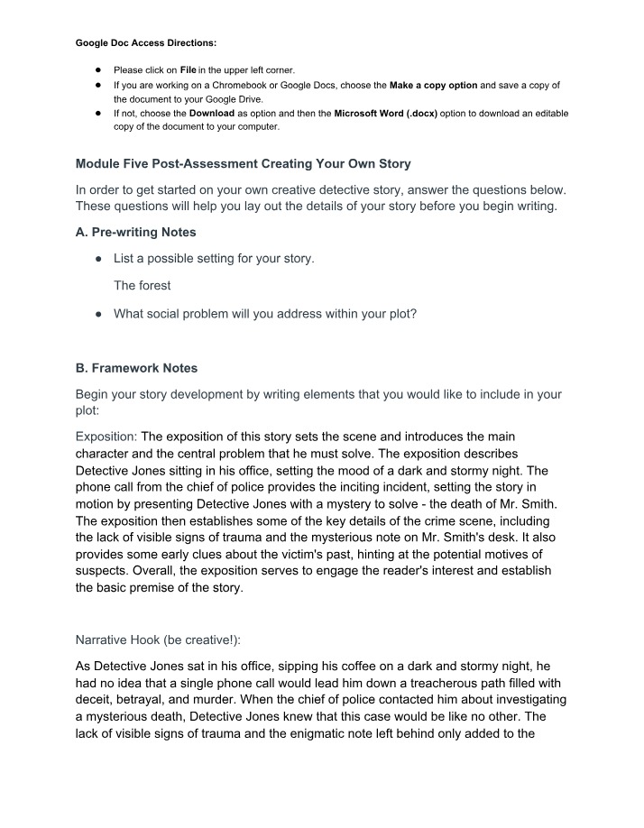 Pre-writing and Plot for Crafting Your Own Detective Story