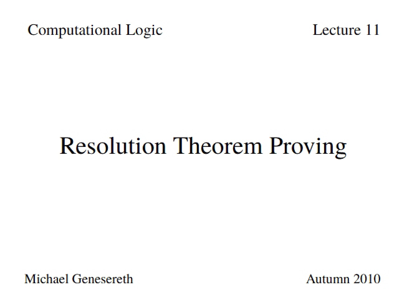 Resolution Theorem Proving