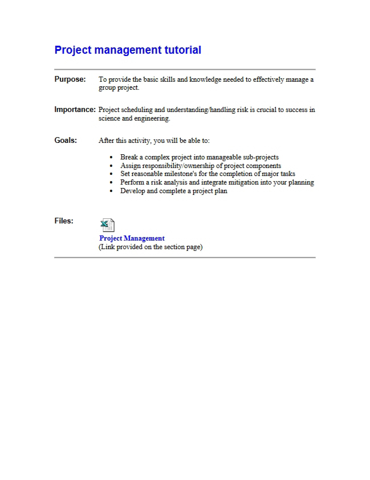 Tutorial: Project Management