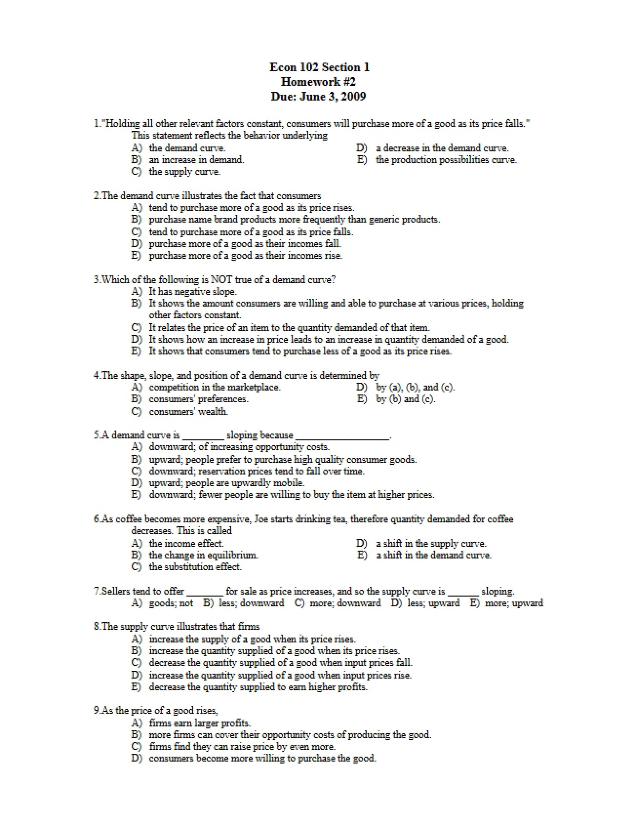 Second Homework Assignment in Macroeconomics