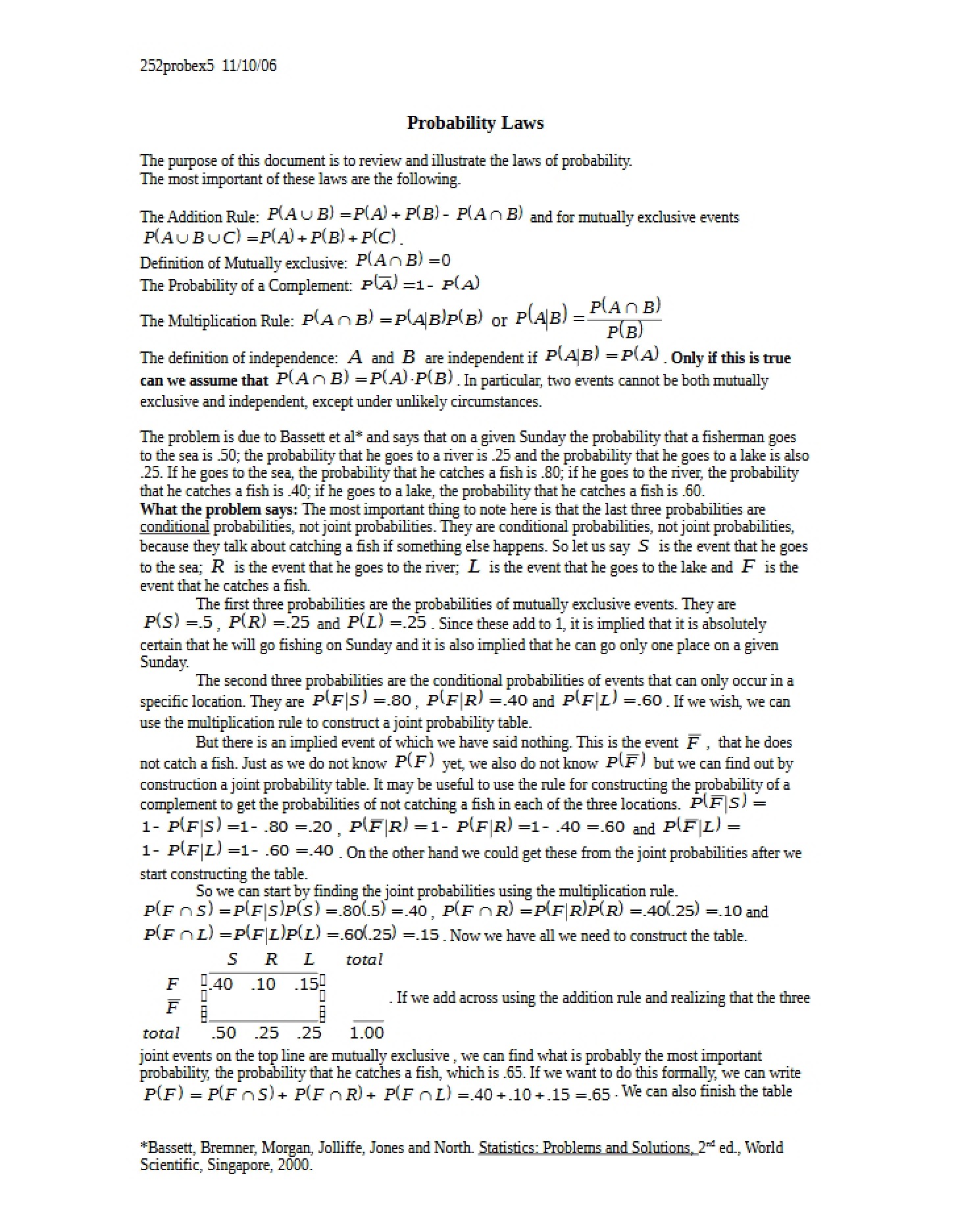 Miscellaneous Statistical Terms