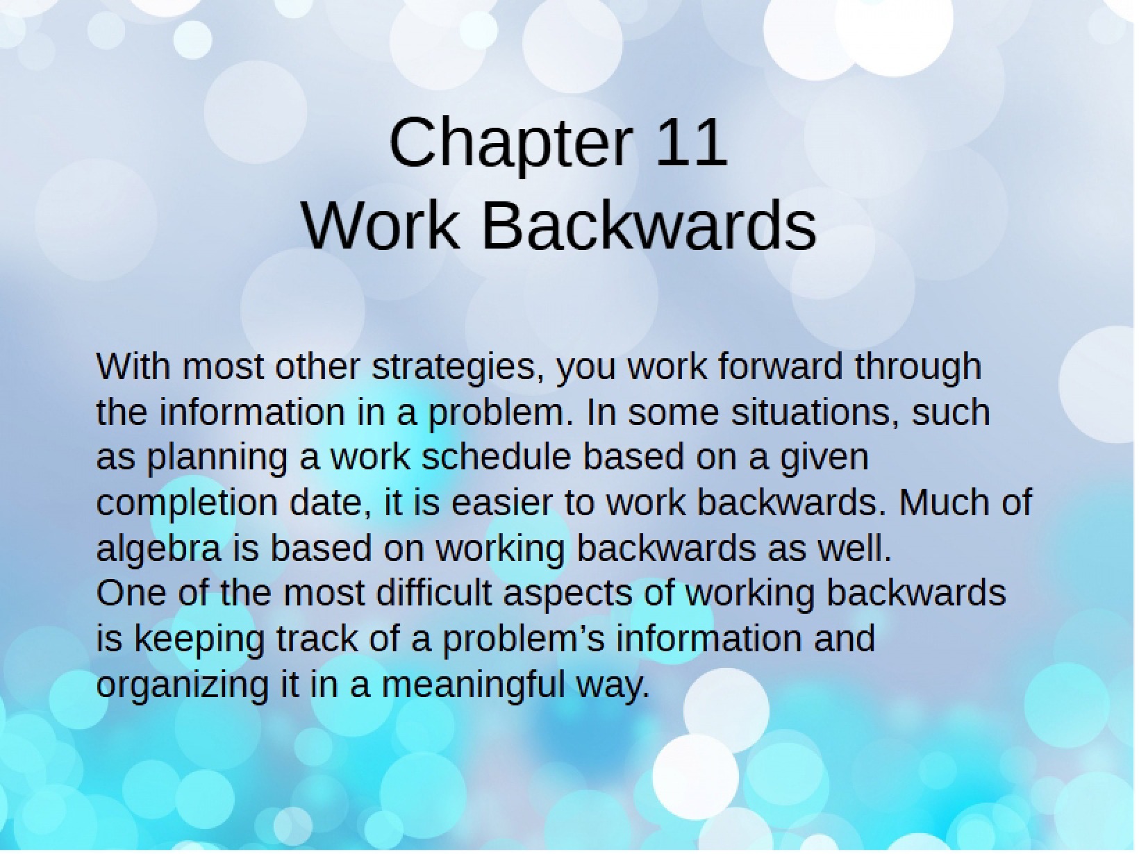 Working Backwards Chapter 11