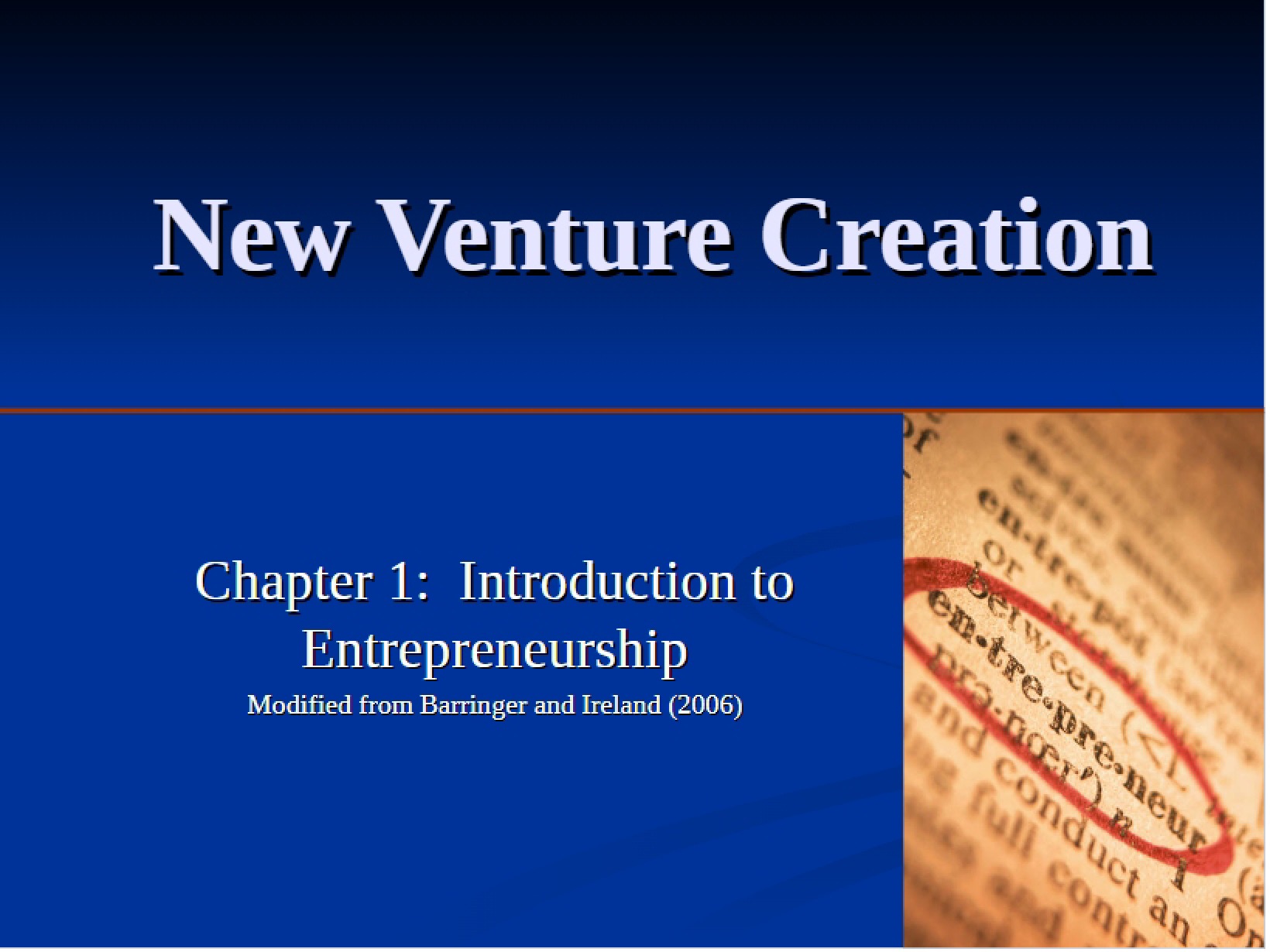 Creating New Ventures