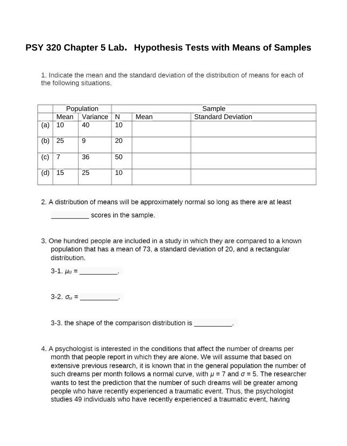 Hypothesis Testing - Sample Distribution Means