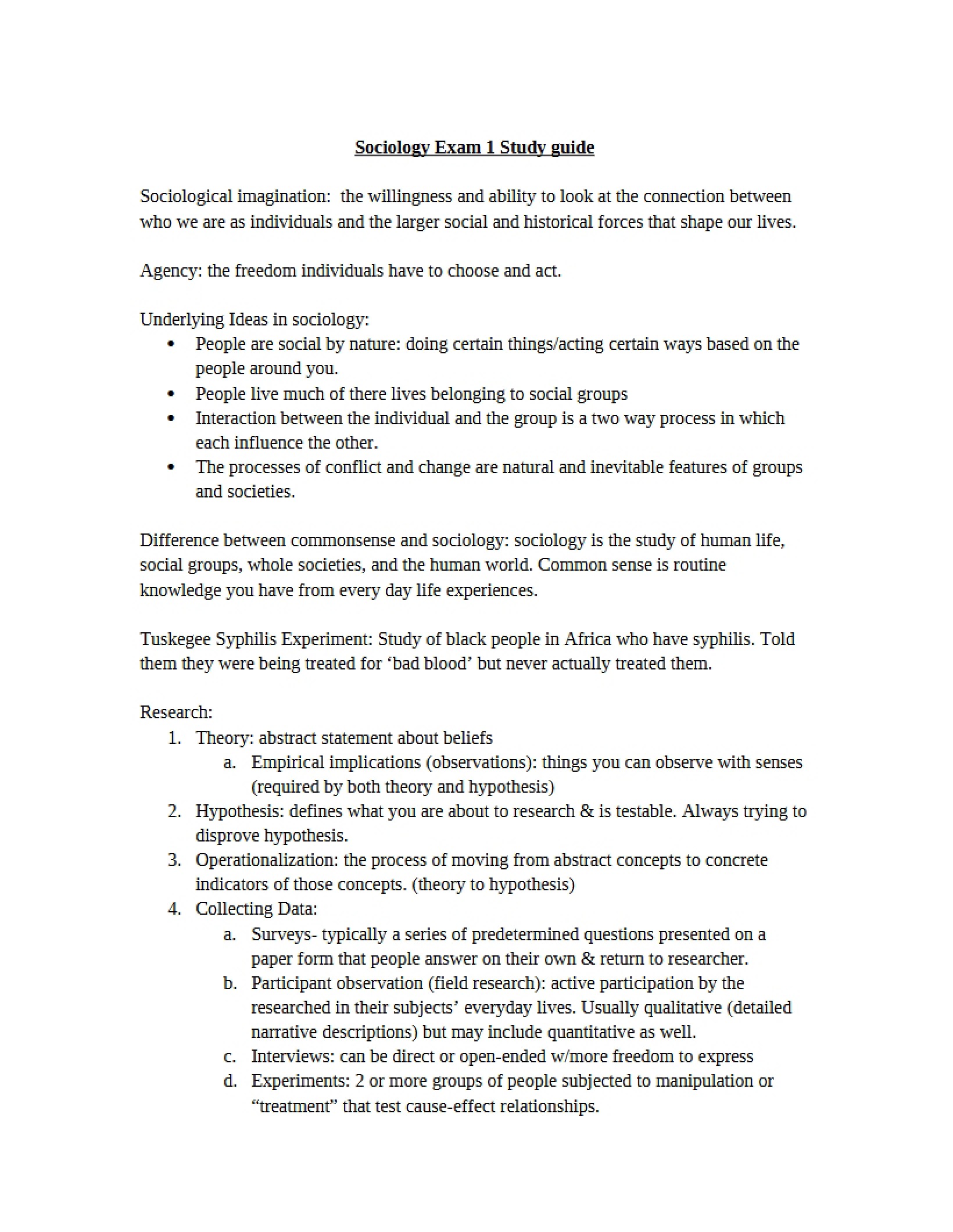 Guide for Exam 1