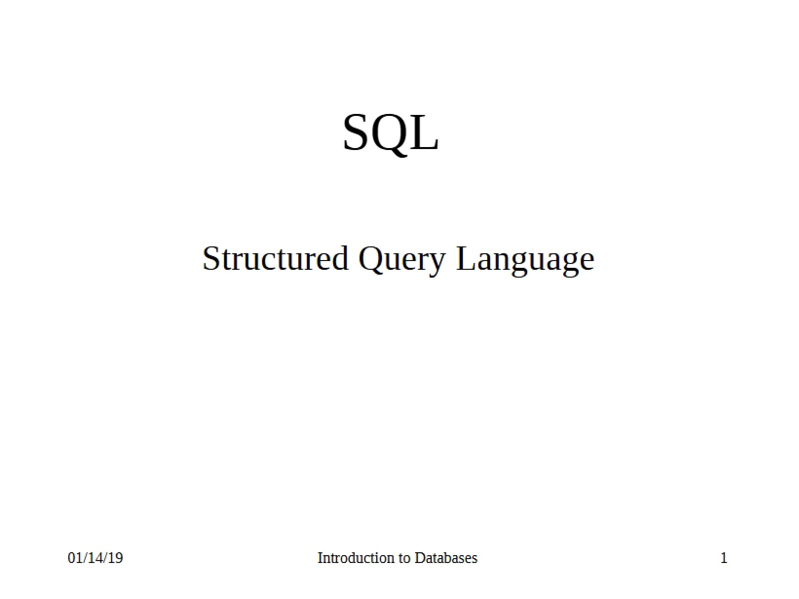 SQL Structured Query Language