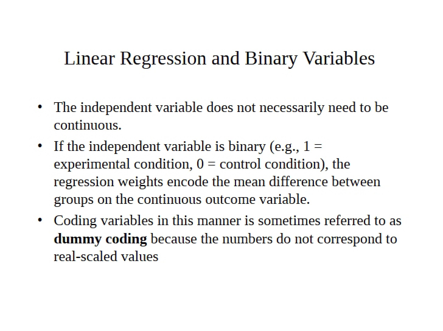 Binary Variables and Linear Regression