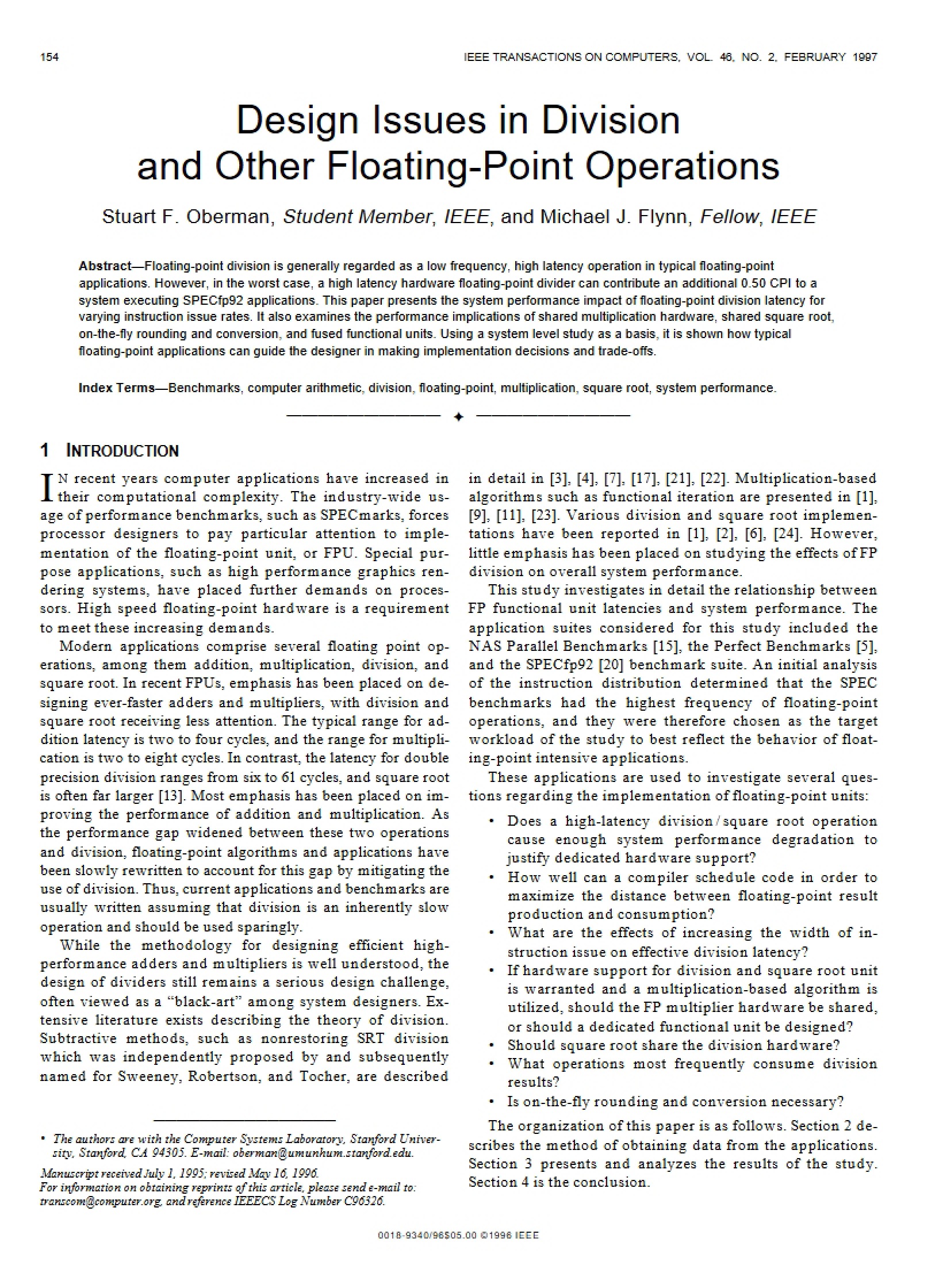 Floating-Point and Division Operation Design Challenges