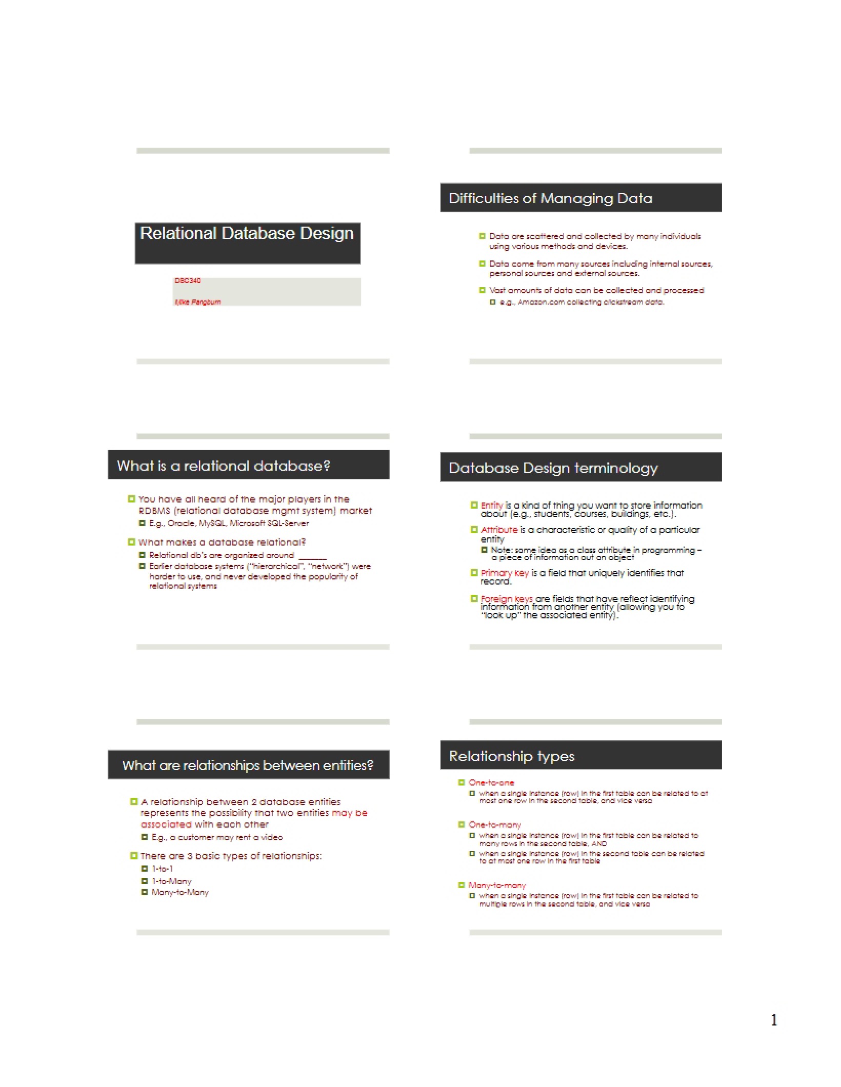 Designing Relational Databases
