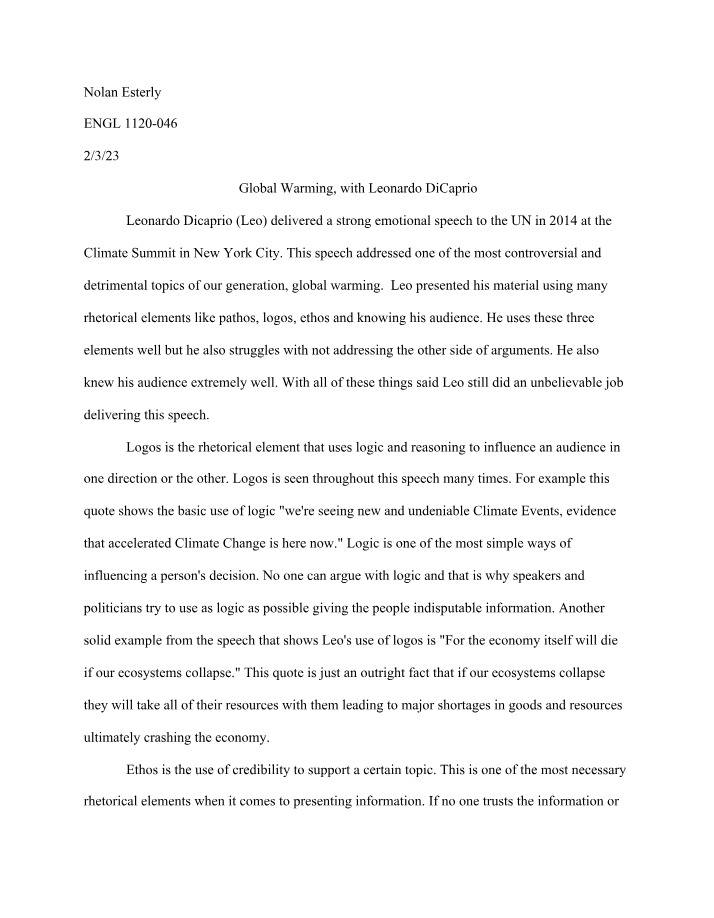 Leo DiCaprio's UN Speech on Global Warming