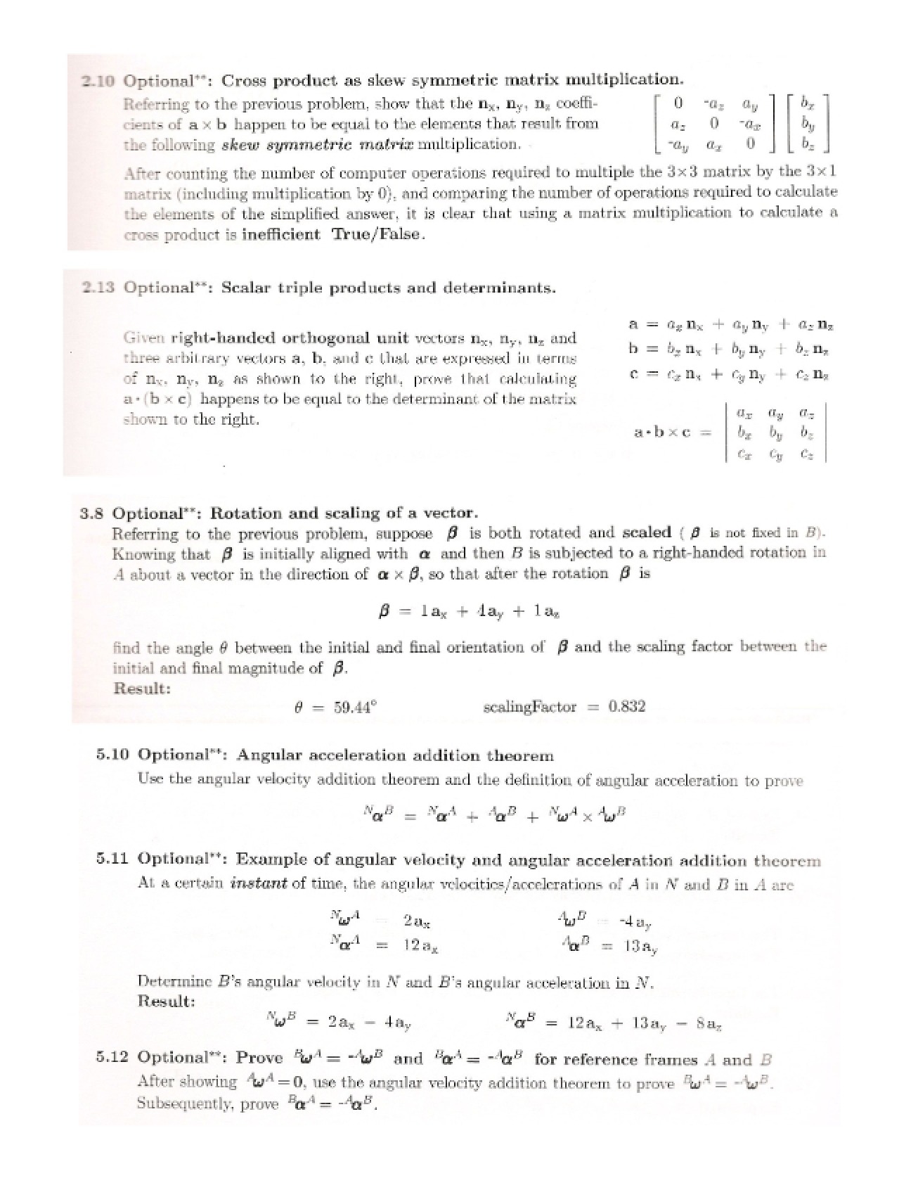 First Homework Problem Set for Advanced Dynamics