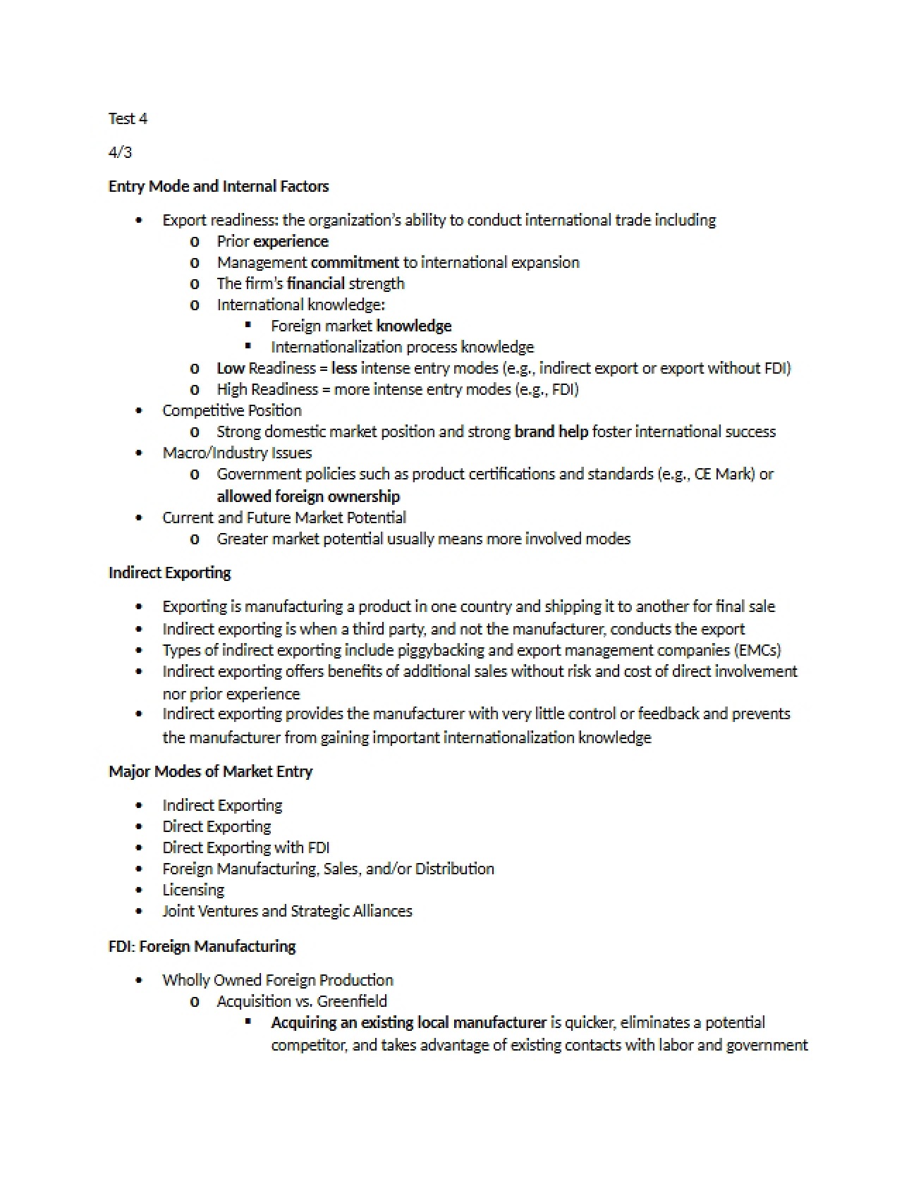International Marketing Test 4