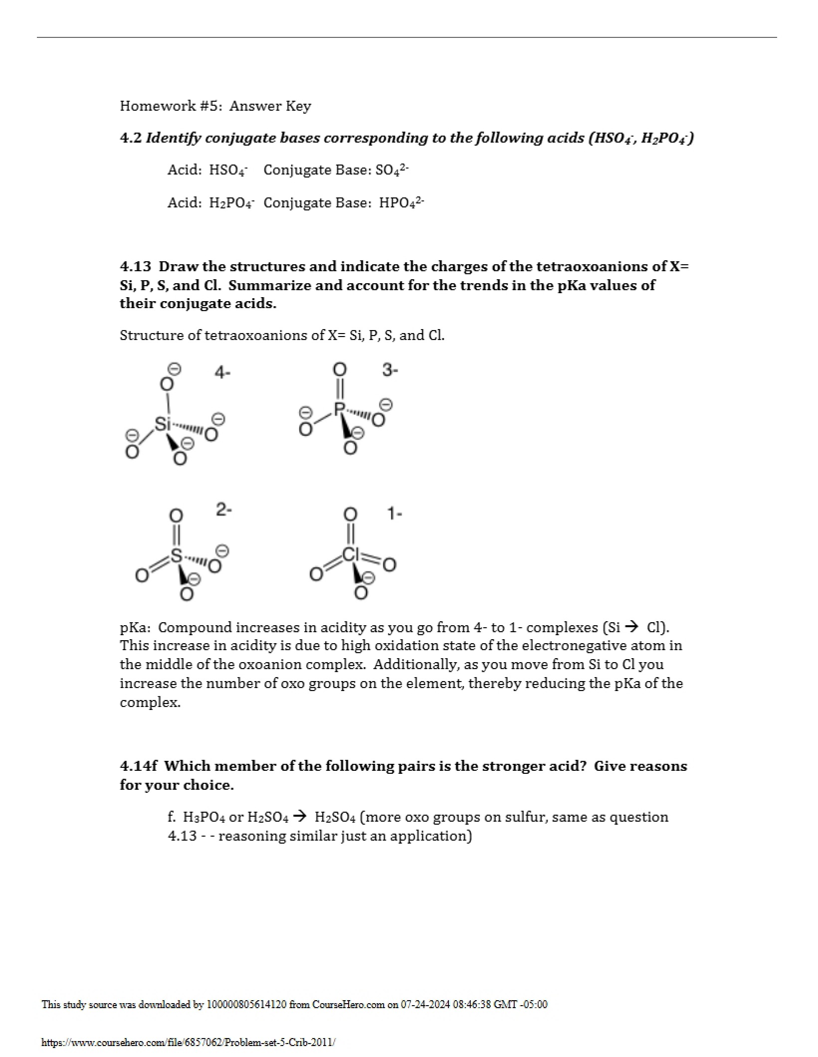 Answer Key for Homework 5