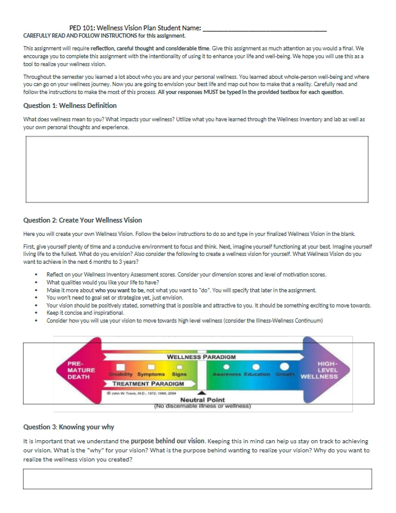 Assignment 2 Wellness Vision Plan