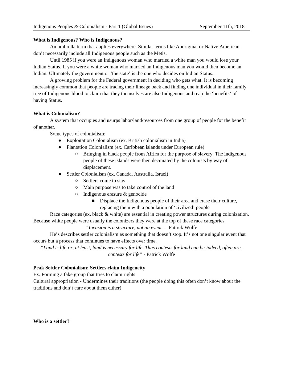 Colonialism and Indigenous Peoples - Part 1