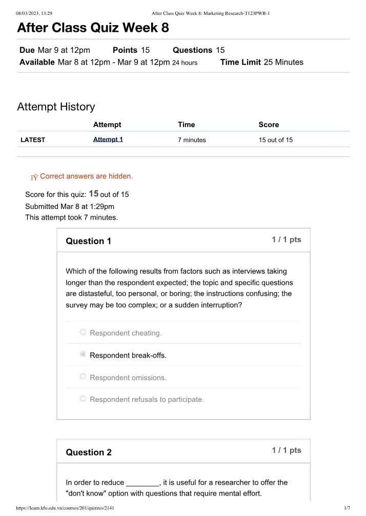 Week 8 After Class Quiz