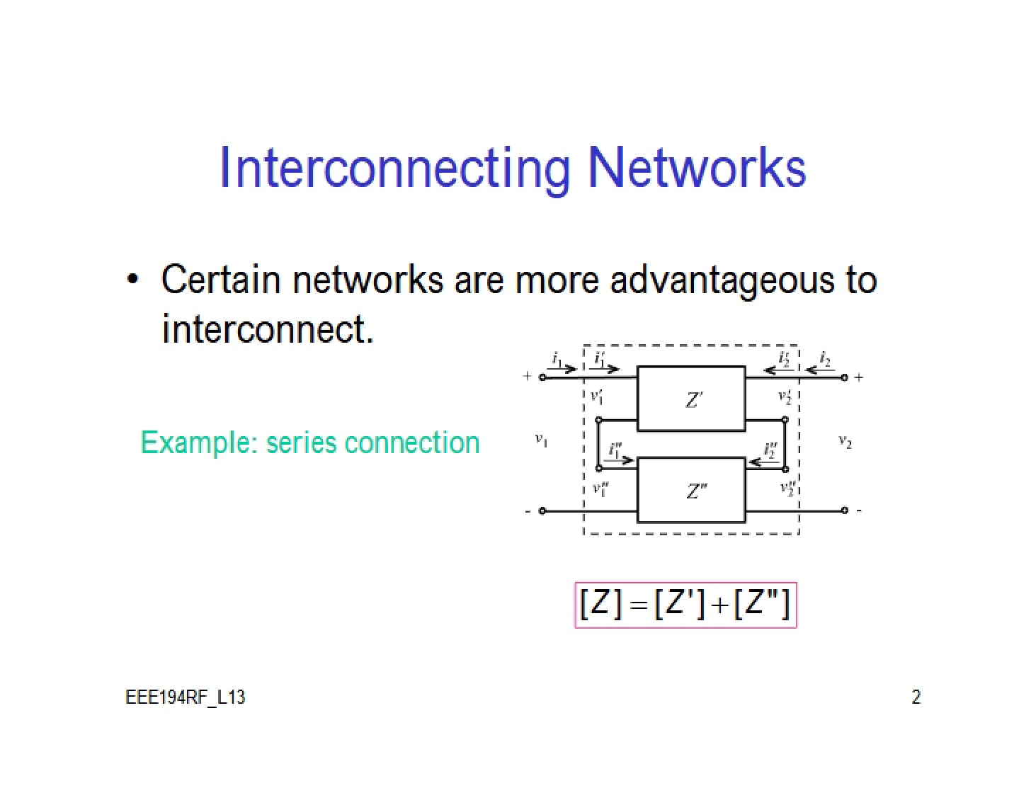 Networks and Interconnection