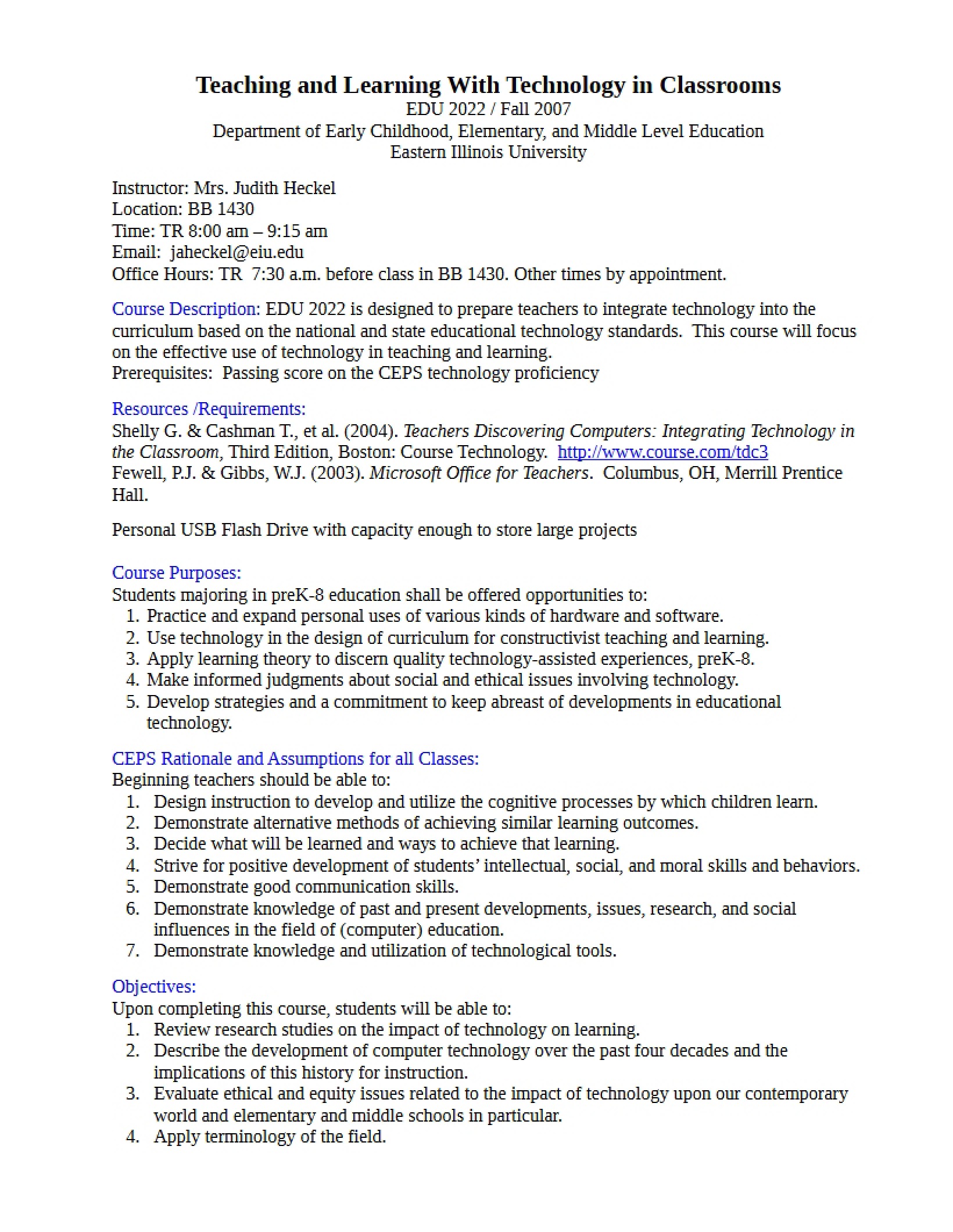 Syllabus for Teaching and Learning with Technology