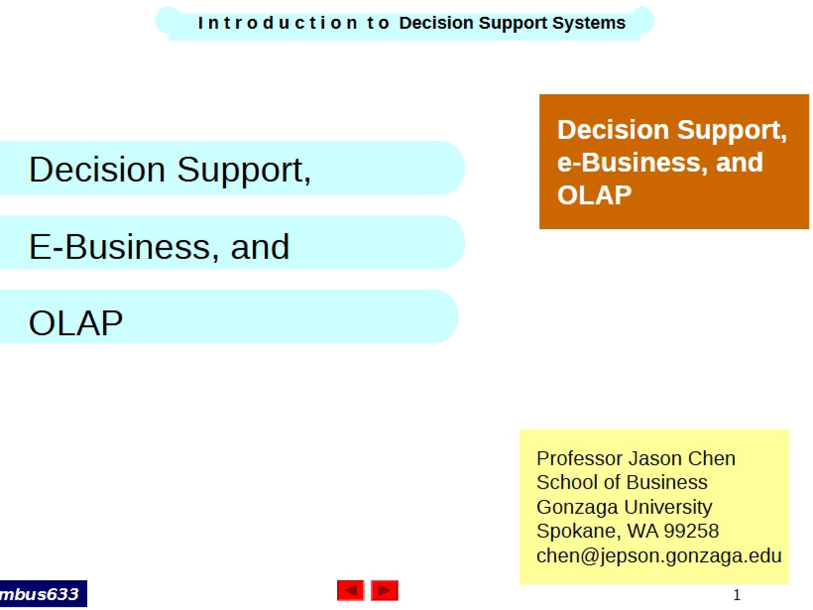 E-Business Decision Support and OLAP