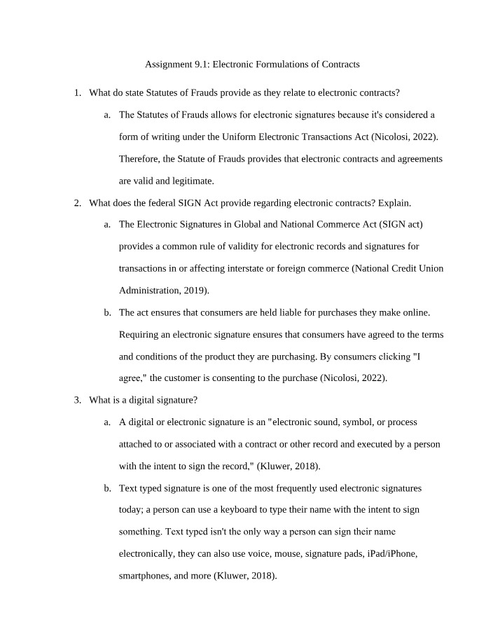 Electronic Formulations of Contracts (Assignment 9.1)