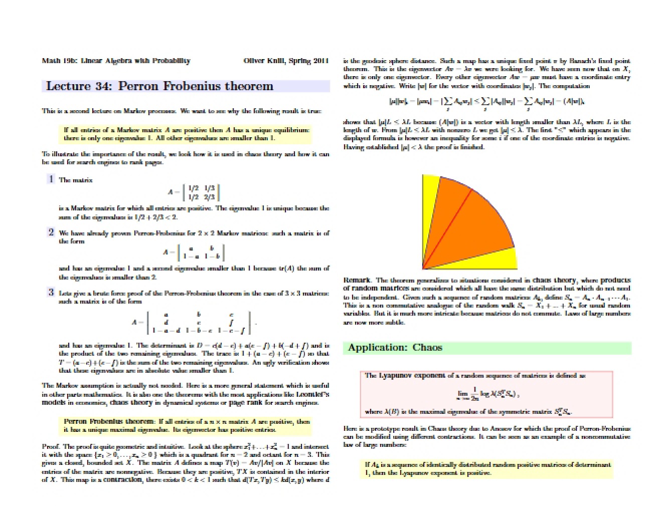 Perron Frobenius Theorem Lecture 34
