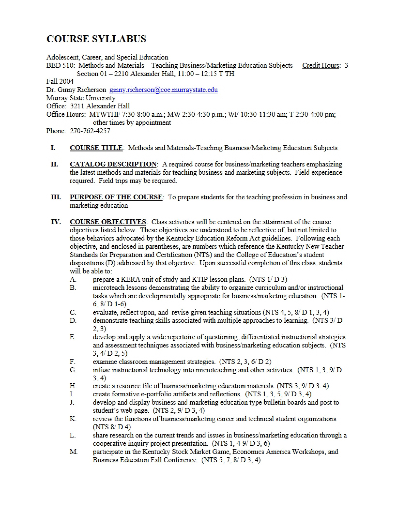 Syllabus - 5 Pages