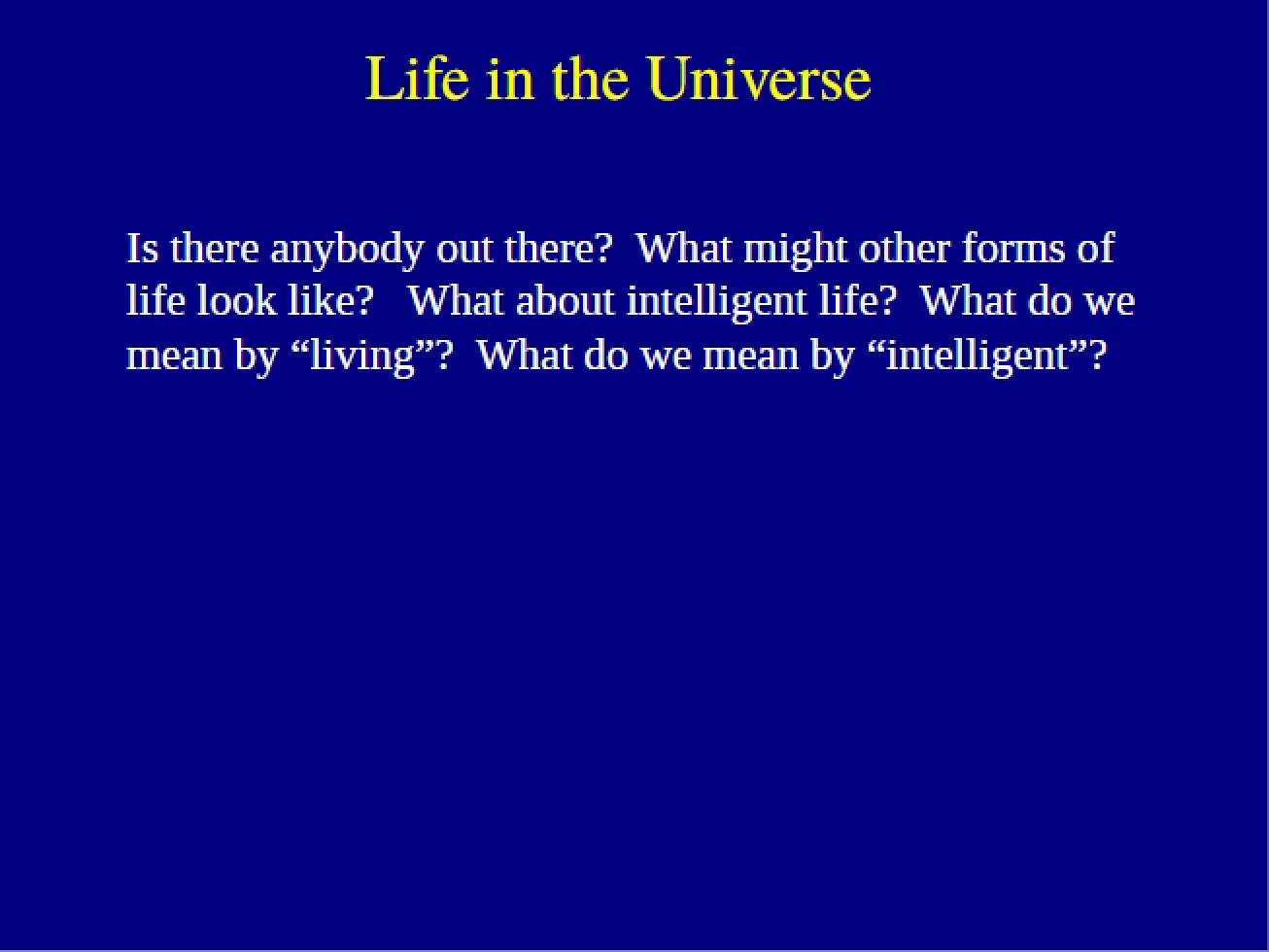 Life in the Universe Lecture 28