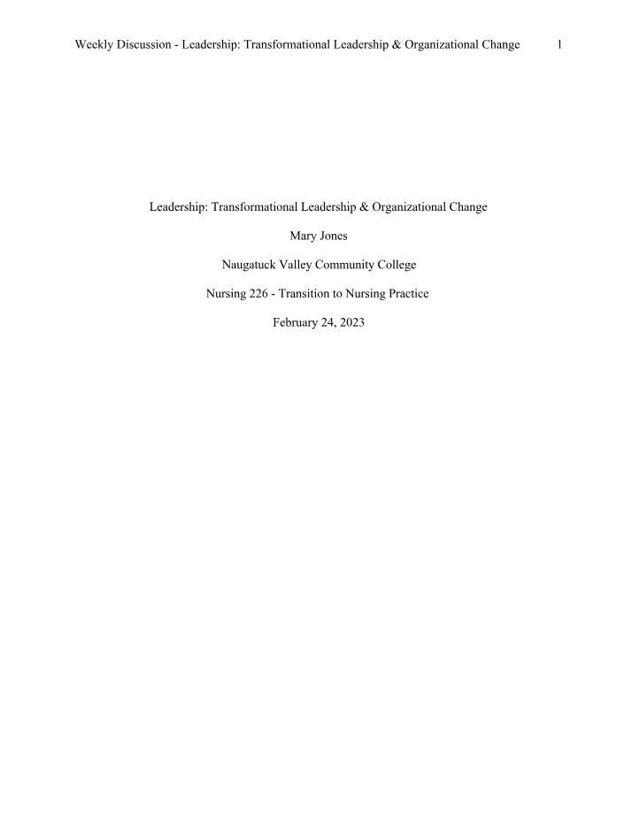 Organizational Impact of Transformational Leadership