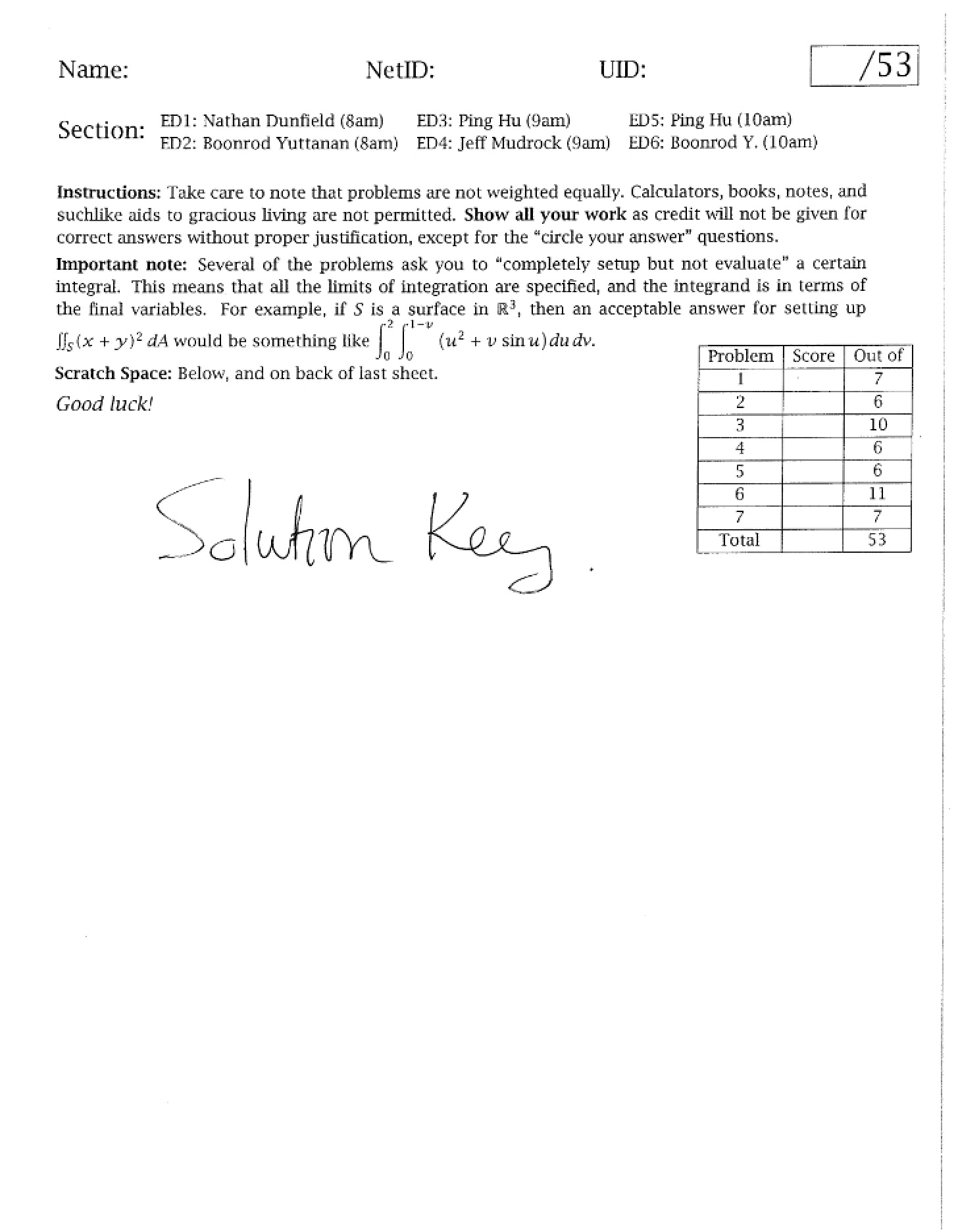 Solutions to Midterm 3 (2010)