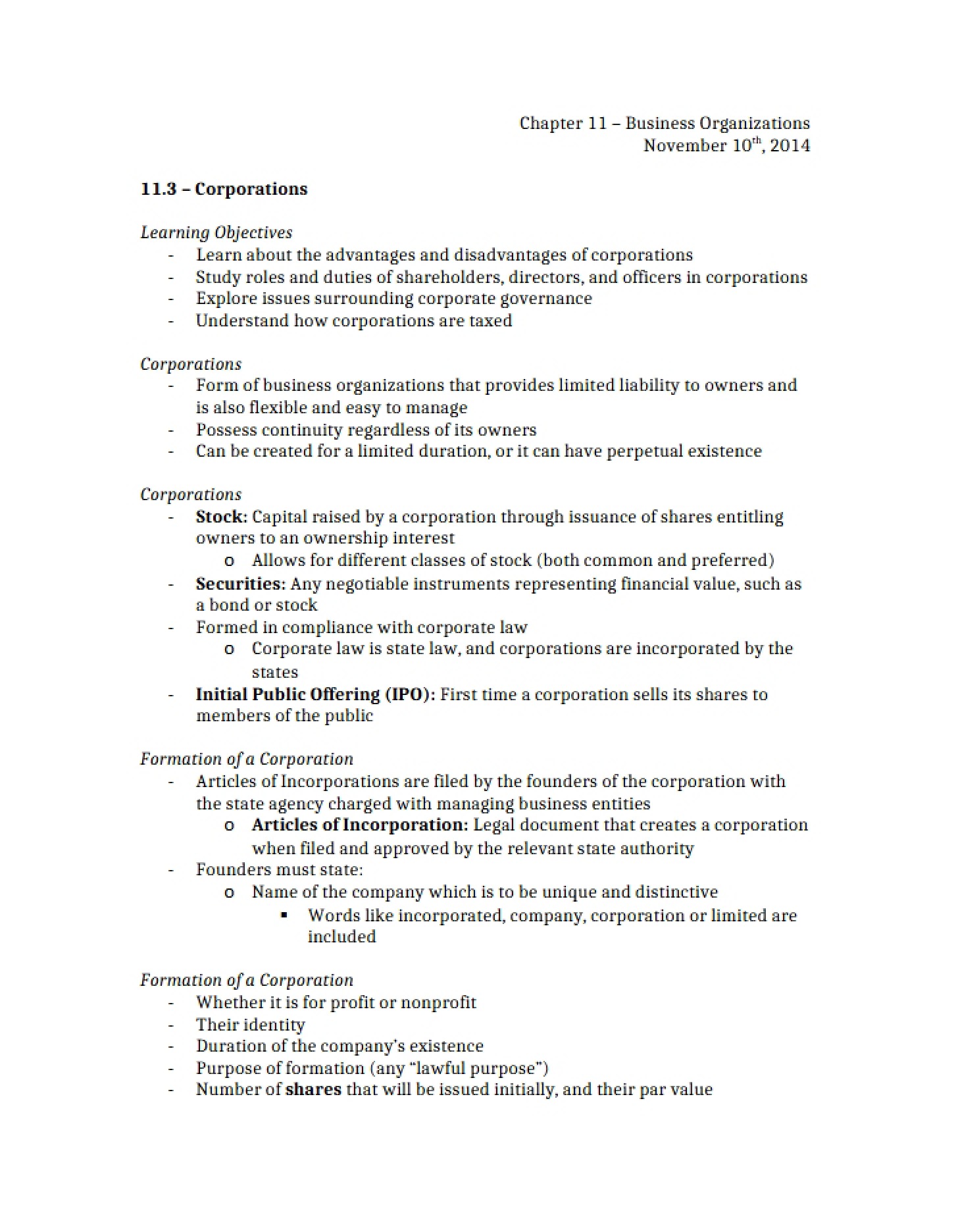 Chapter 11 Organizations