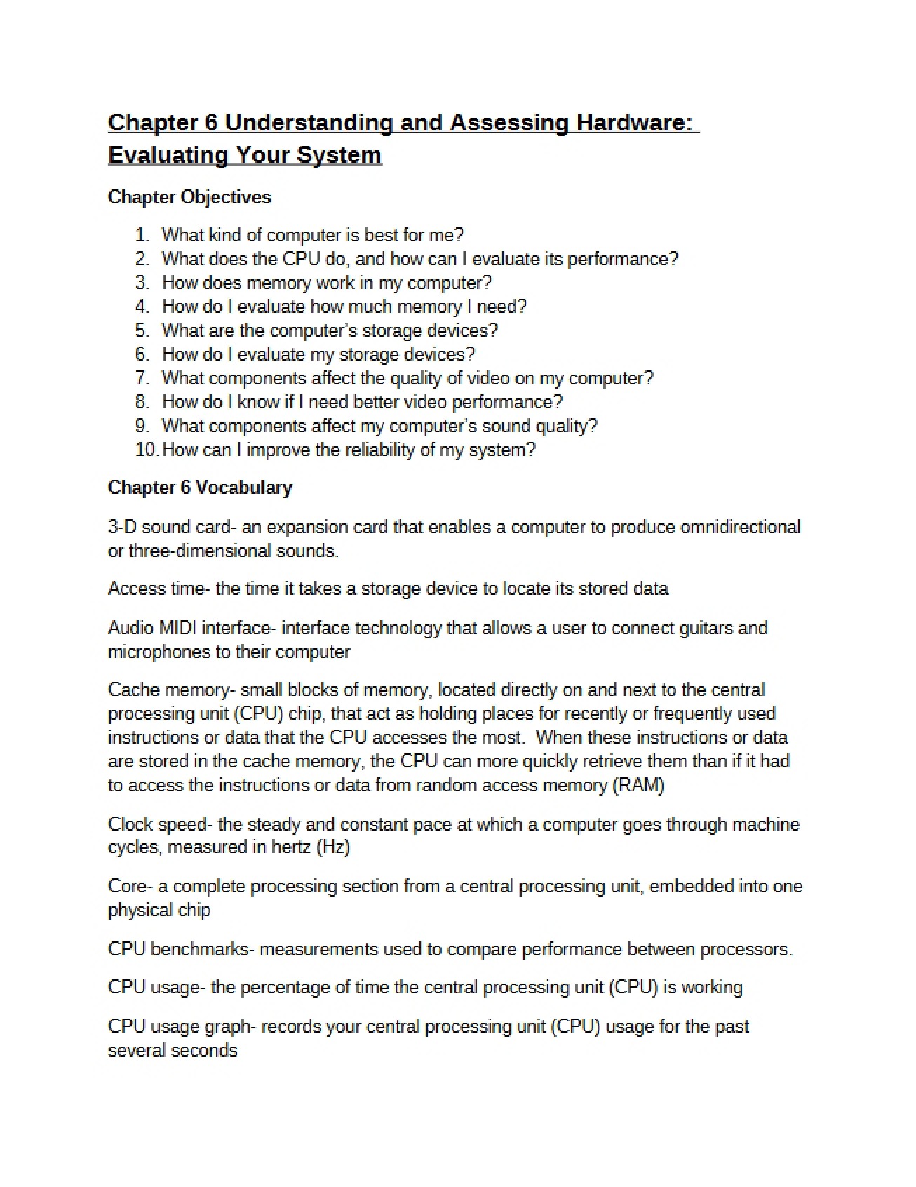Chapter 6 - Hardware Assessment