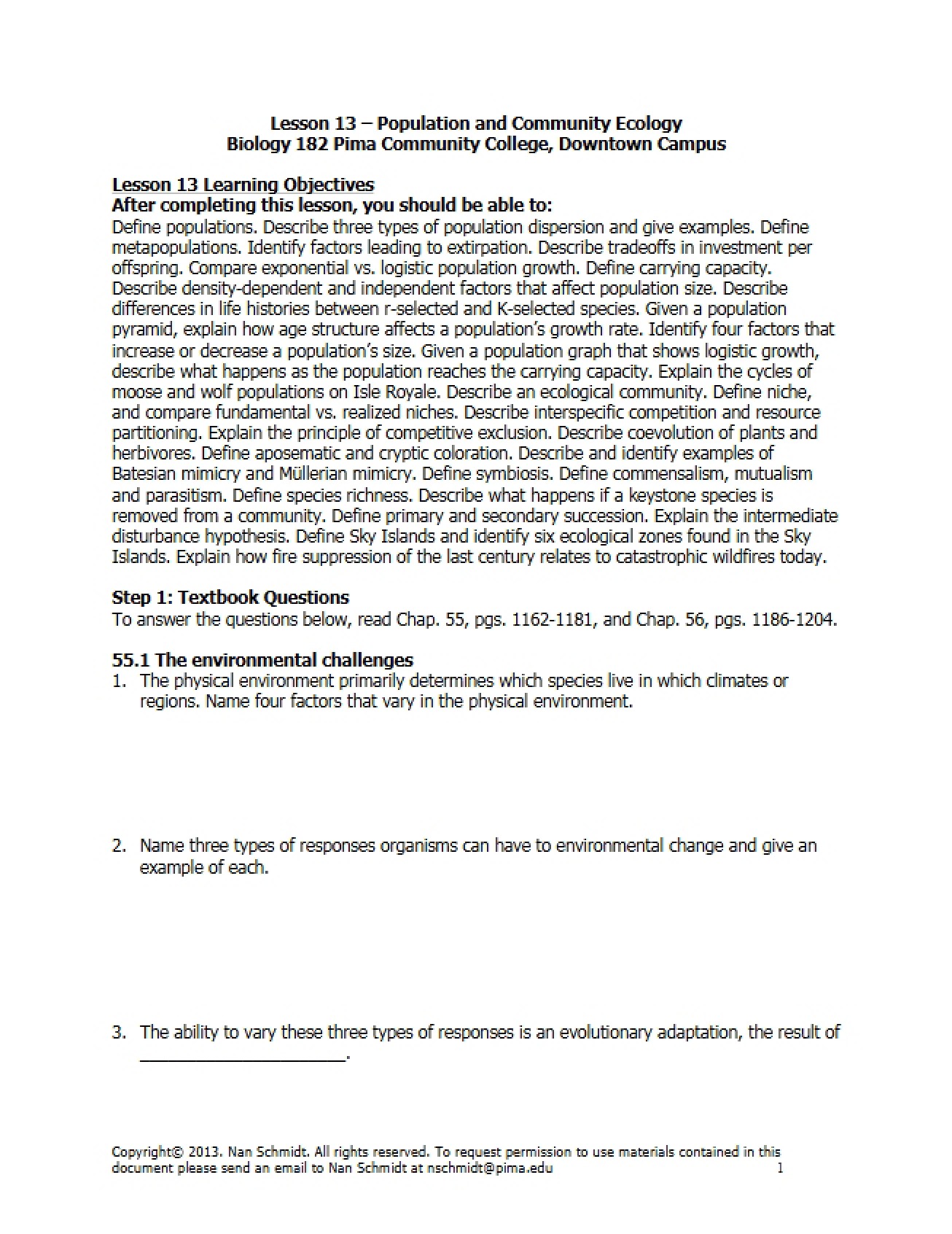 Introduction to Population and Community Ecology from Lesson 13