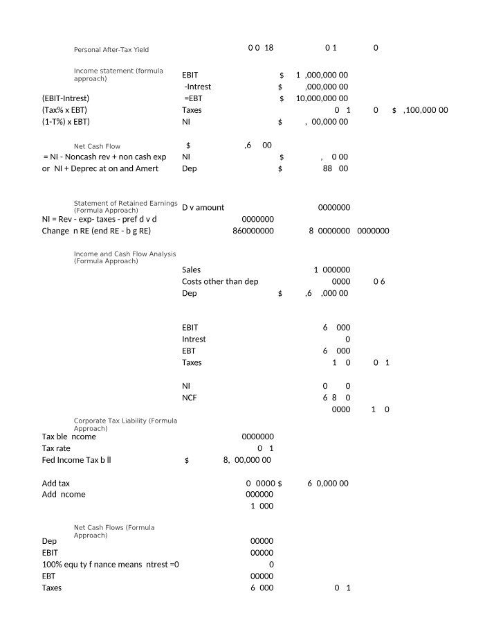 Equations for FINANCE 620