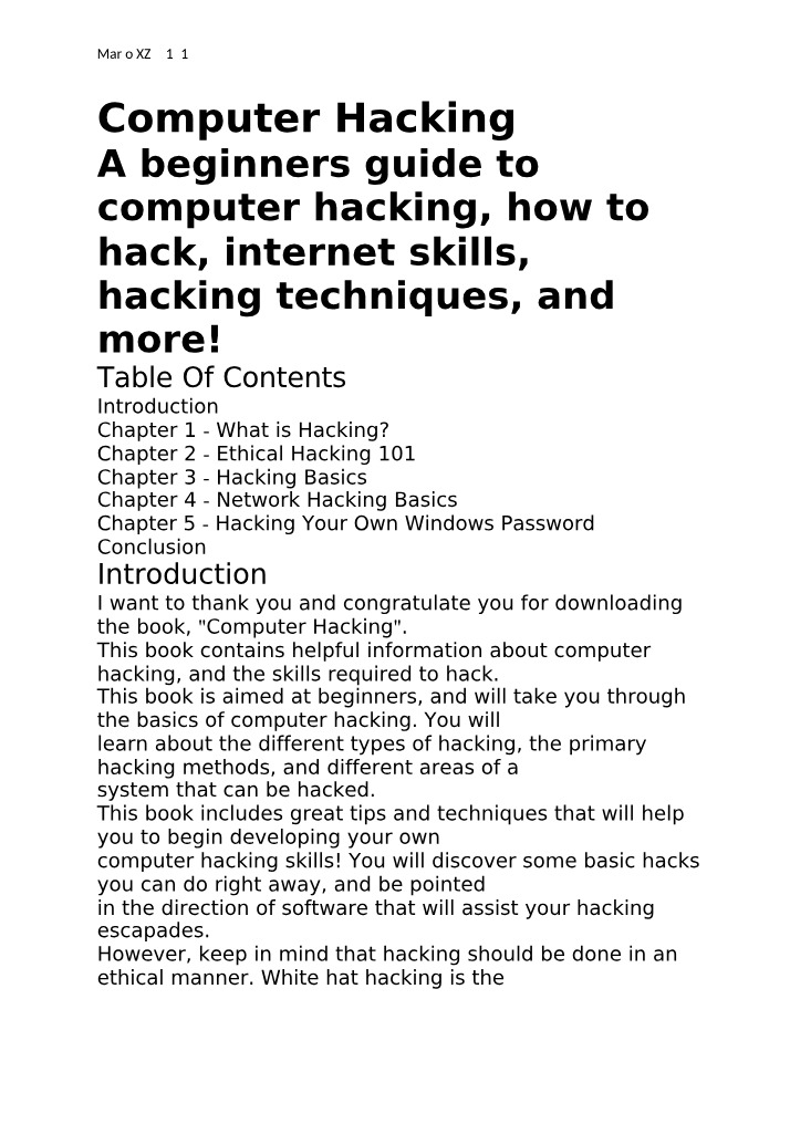 Beginner's Guide to Computer Hacking Techniques