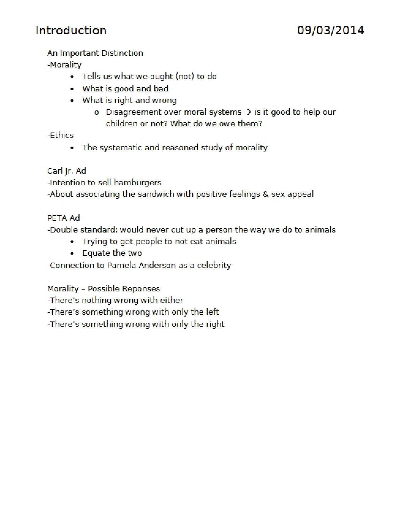 Concepts of Morality