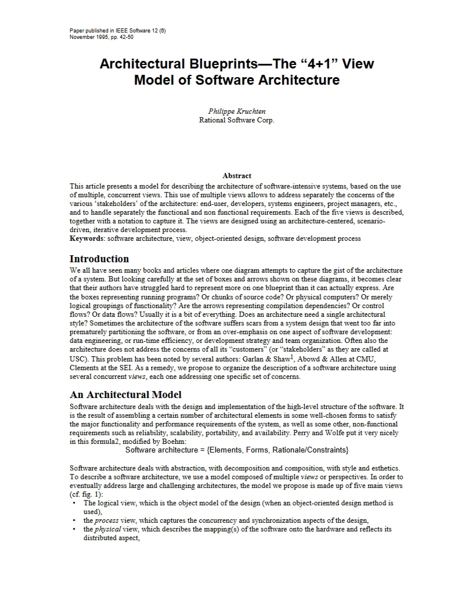 4+1 View Model Software Architecture Blueprints
