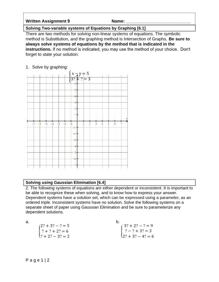Written Assignment Number 9