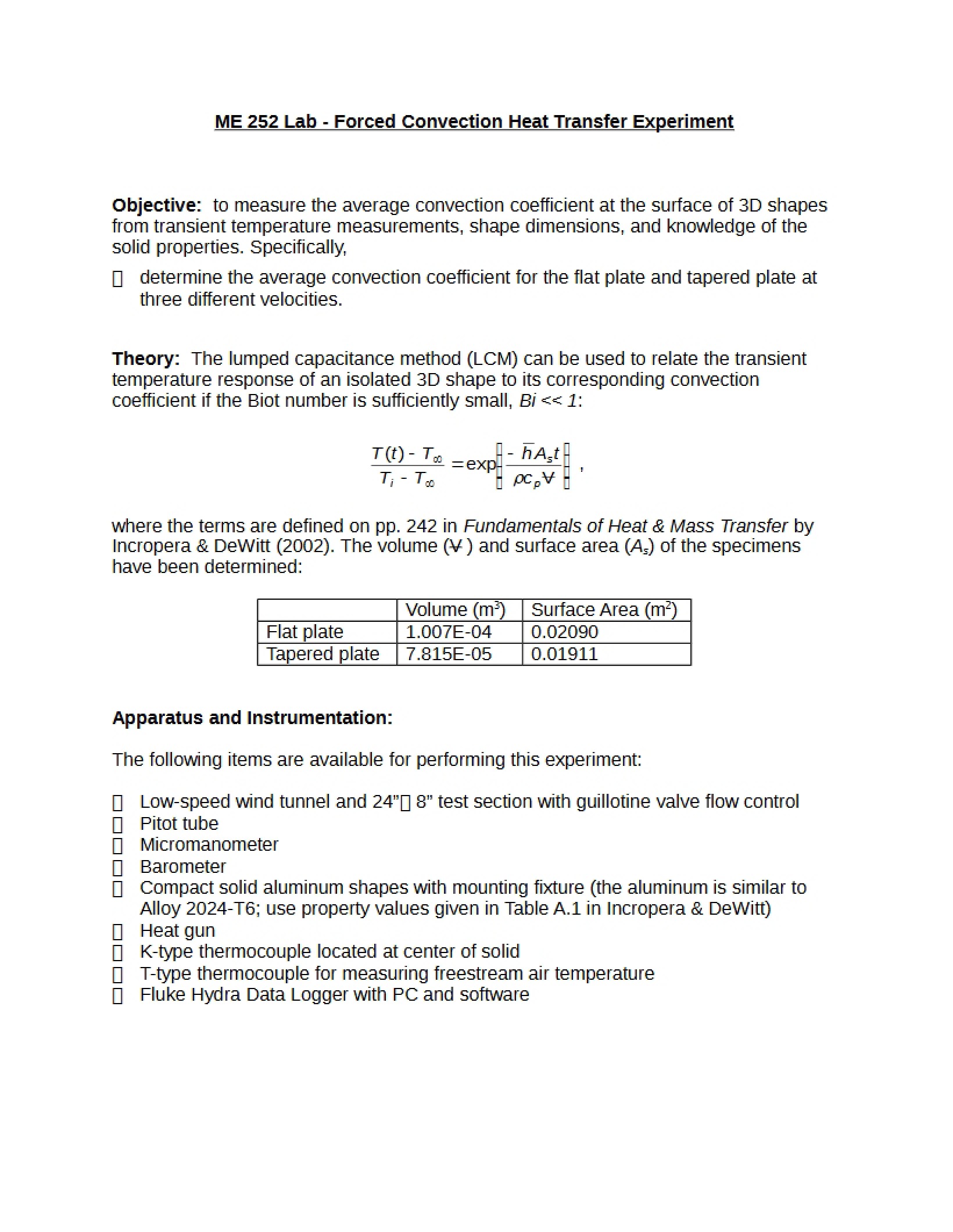 Experiment Forced Convection Heat Transfer