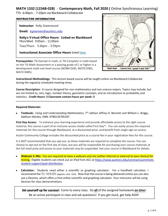 MATH 1332 Syllabus - Fall 2020