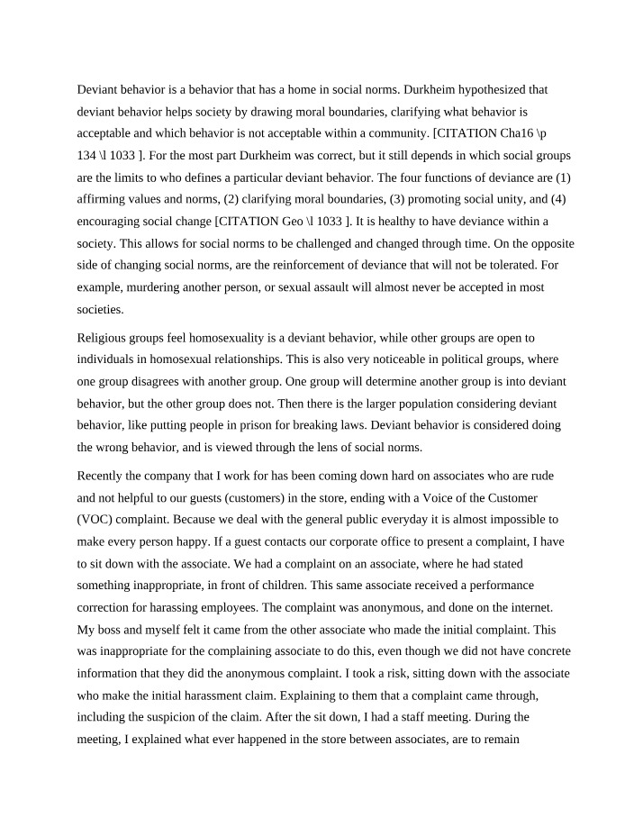 Deviant Behavior Impact in Society