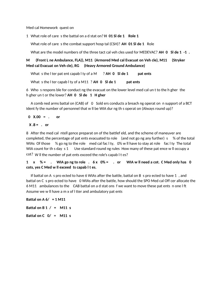 Medical Homework Questions