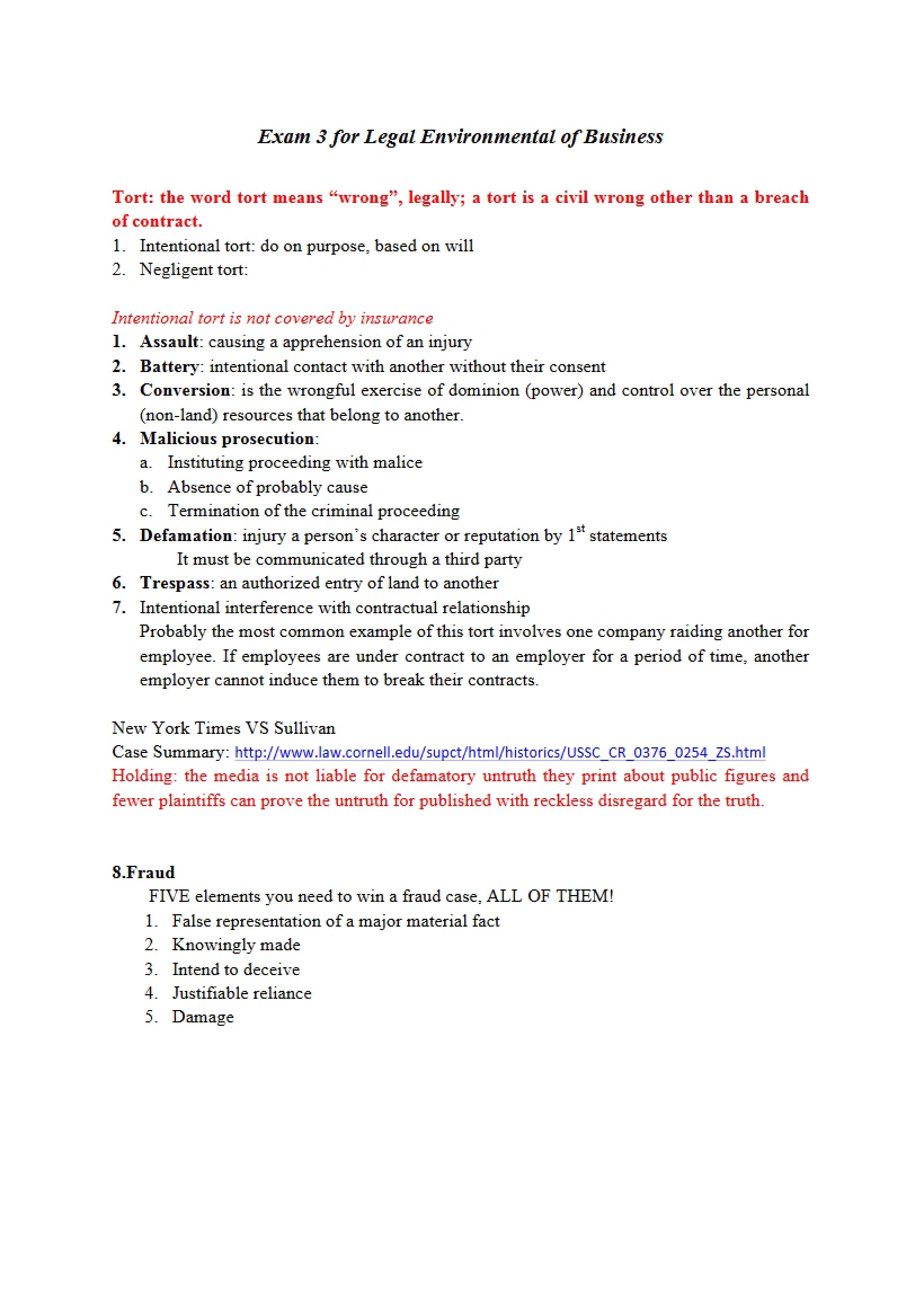 Legal Environment of Business Exam 3